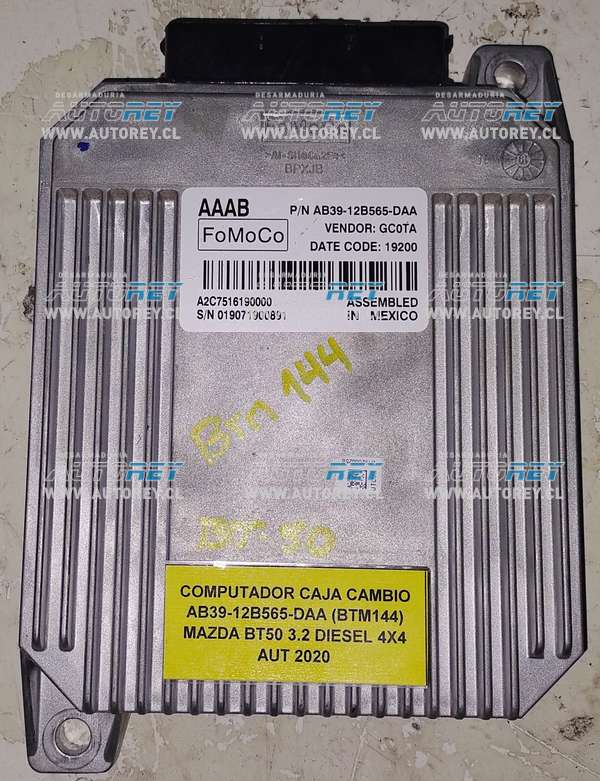 Computador Caja Cambio AB39-12B565-DAA (BTM144) Mazda BT50 3.2 Diesel 4×4 AUT 2020 $200.000 + IVA