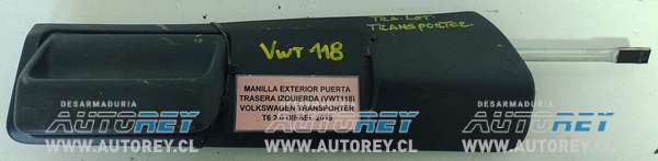 Manilla Exterior Puerta Trasera Izquierda (VWT118) Volkswagen Transporter T6 2.0 Diesel 2019 $30.000 + IVA