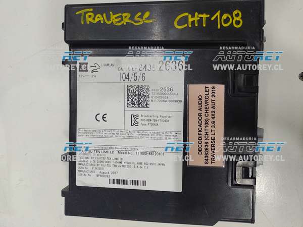 Decodificador Audio 84362636 (CHT108) Chevrolet Traverse LT 3.6 4×2 AUT 2019